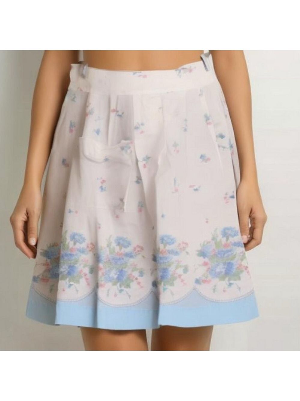 Vintage 1960’s Blue White floral Short Half Hostess Apron cottagecore homestead